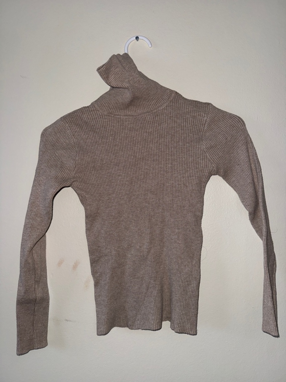SHEIN Ribbed Cowl Neck Sweater - Taupe